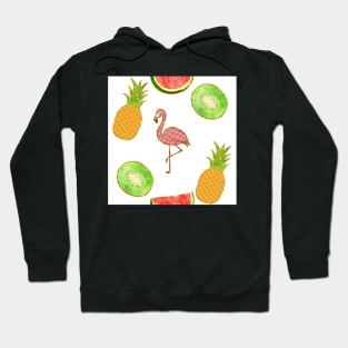 simple, white, flamingo,  yellow, square, pineapple, banana, yellow, orange, juicy, fruit, glitter, gold, summer, pattern, funny, sunny Hoodie